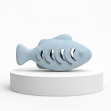 Silicone snack fish for cats – an intelligence toy and feeder to combat boredom.