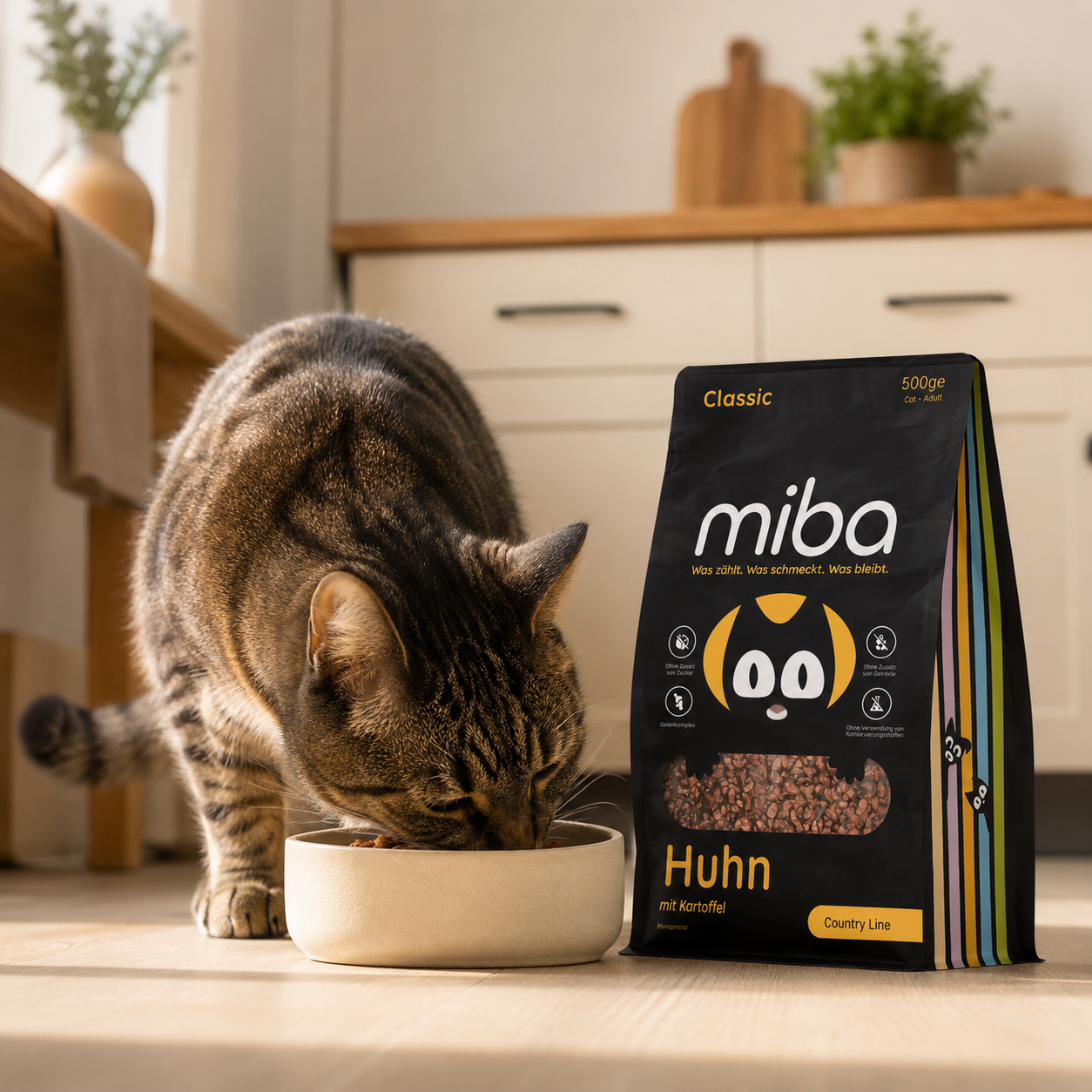 Trockenfutter Katze Huhn & Kartoffel – Monoprotein für Gelenke
